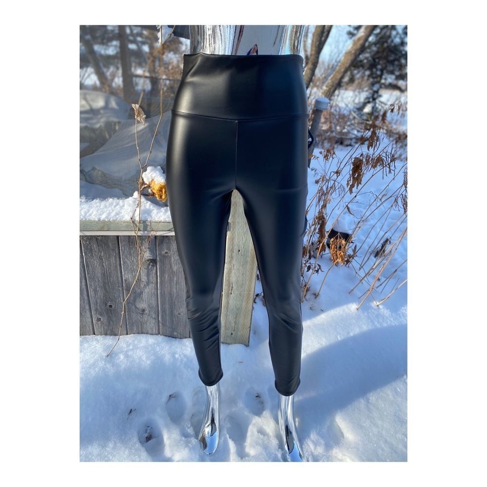 Faux Leather High Rise Leggings Slim Fit Stretch